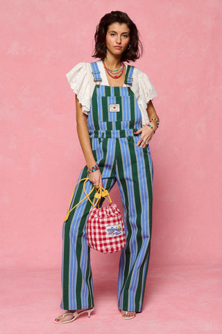 karavan clothing fashion spring summer 26 nai collection isla dungarees green blue stripes