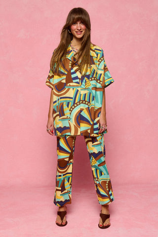 karavan clothing fashion spring summer 26 nai collection sharron trousers brown boat abstract