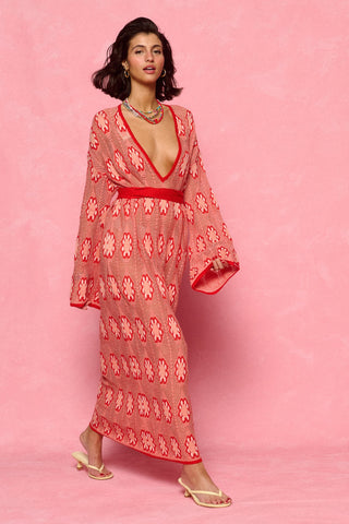 karavan clothing fashion spring summer 26 nai collection josephine knitted dress orange floral