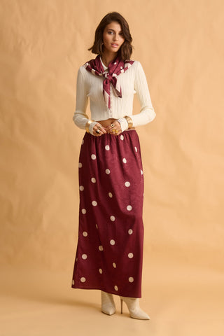 karavan clothing fashion fall winter 25 krvn homecoming collection judy skirt polka dots bordeaux