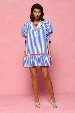 karavan clothing fashion spring summer 26 nai collection kalliope mini dress blue stripes