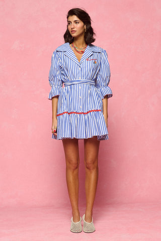 karavan clothing fashion spring summer 26 nai collection kalliope mini dress blue stripes
