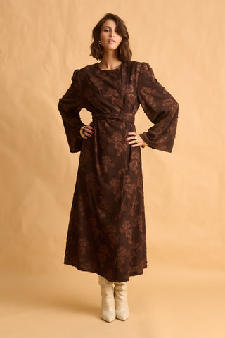 karavan clothing fashion fall winter 25 krvn homecoming collection karen dress brown