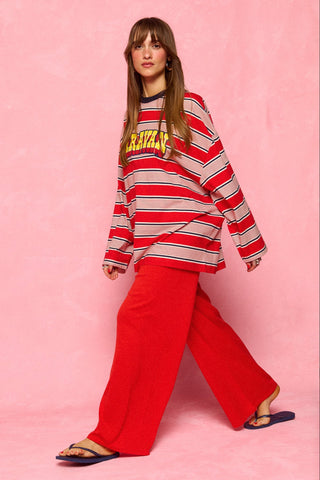 karavan clothing fashion spring summer 26 nai collection kiana knitted trousers red