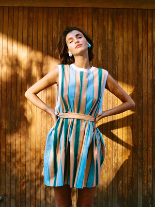 karavan clothing fashion spring summer 25 weekendwear matenia dress green turquoise stripes