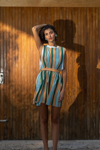 karavan clothing fashion spring summer 25 weekendwear matenia dress green turquoise stripes