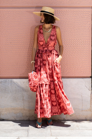 karavan clothing fashion spring summer 25 weekendwear victoria dress bordeaux pink hearts