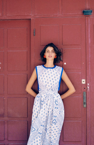 karavan clothing fashion spring summer 25 weekendwear ifigenia dress bandana blue