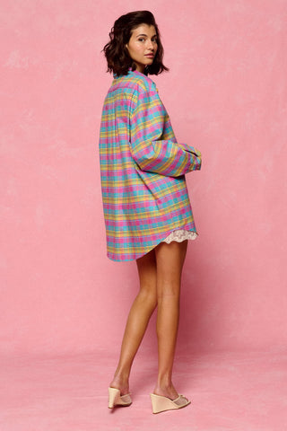 karavan clothing fashion planet homeware spring summer 26 nai collection boyfriend shirt checked pink yellow light blue