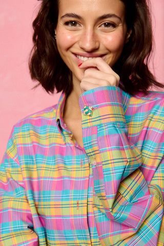 karavan clothing fashion planet homeware spring summer 26 nai collection boyfriend shirt checked pink yellow light blue