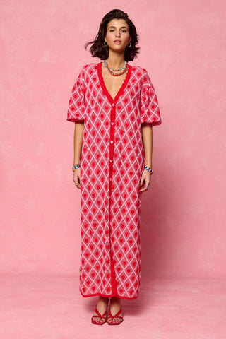 karavan clothing fashion spring summer 26 nai collection loreley knitted dress pink red