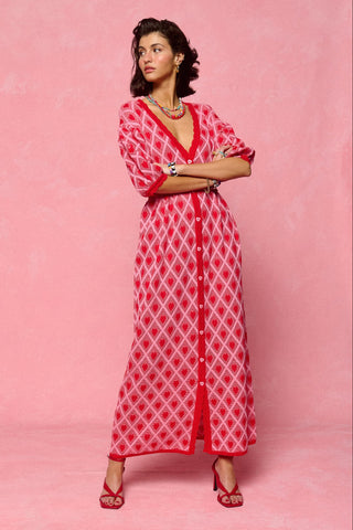 karavan clothing fashion spring summer 26 nai collection loreley knitted dress pink red