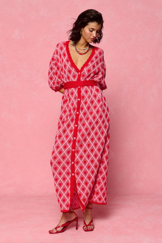 karavan clothing fashion spring summer 26 nai collection loreley knitted dress pink red