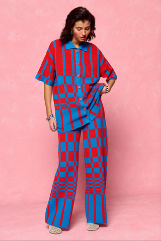 karavan clothing fashion spring summer 26 nai collection maui knitted shirt red blue