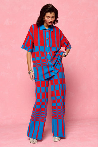 karavan clothing fashion spring summer 26 nai collection luanna knitted trousers blue red