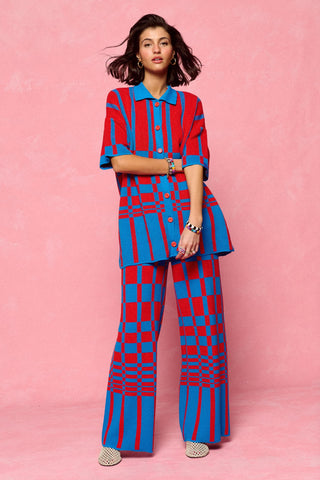 karavan clothing fashion spring summer 26 nai collection maui knitted shirt red blue