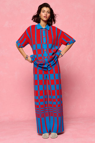 karavan clothing fashion spring summer 26 nai collection luanna knitted trousers blue red