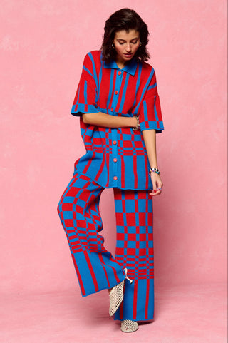 karavan clothing fashion spring summer 26 nai collection luanna knitted trousers blue red