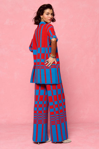 karavan clothing fashion spring summer 26 nai collection luanna knitted trousers blue red