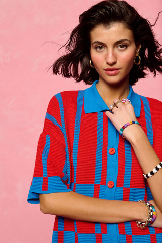 karavan clothing fashion spring summer 26 nai collection maui knitted shirt red blue