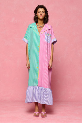 karavan clothing fashion spring summer 26 nai collection marina dress turquoise pink stripes