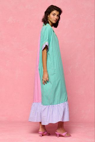 karavan clothing fashion spring summer 26 nai collection marina dress turquoise pink stripes