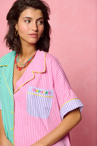 karavan clothing fashion spring summer 26 nai collection marina dress turquoise pink stripes