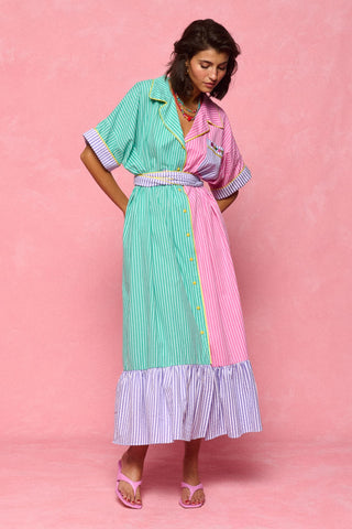 karavan clothing fashion spring summer 26 nai collection marina dress turquoise pink stripes