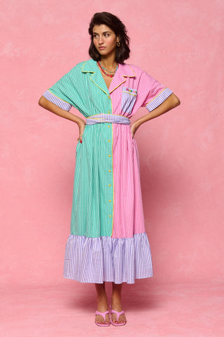 karavan clothing fashion spring summer 26 nai collection marina dress turquoise pink stripes