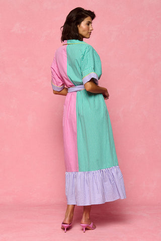 karavan clothing fashion spring summer 26 nai collection marina dress turquoise pink stripes
