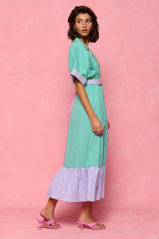 karavan clothing fashion spring summer 26 nai collection marina dress turquoise pink stripes