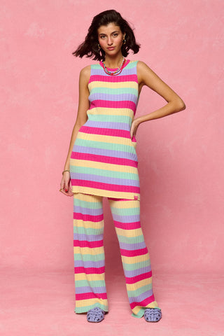 karavan clothing fashion spring summer 26 nai collection millie knitted trousers purpe pink vanille stripes