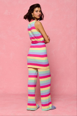 karavan clothing fashion spring summer 26 nai collection millie knitted trousers purpe pink vanille stripes