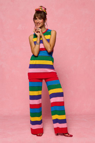 karavan clothing fashion spring summer 26 nai collection morena knitted trousers multicolor stripes