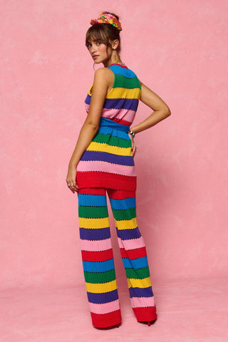 karavan clothing fashion spring summer 26 nai collection morena knitted trousers multicolor stripes