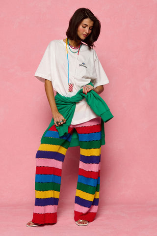 karavan clothing fashion spring summer 26 nai collection morena knitted trousers multicolor stripes