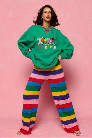 karavan clothing fashion spring summer 26 nai collection morena knitted trousers multicolor stripes