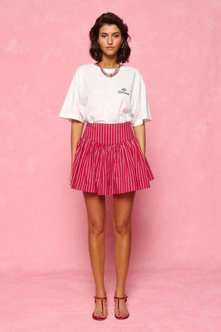 karavan clothing fashion spring summer 26 nai collection nansu mini skirt red stripes