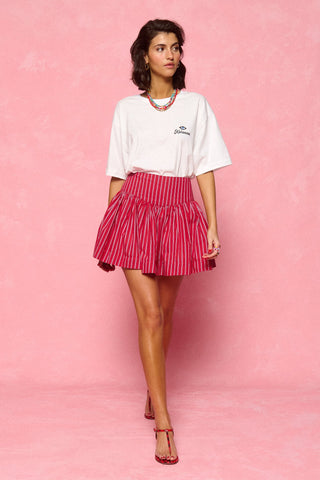 karavan clothing fashion spring summer 26 nai collection nansu mini skirt red stripes