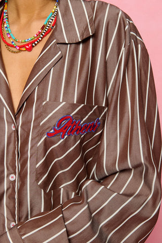 karavan clothing fashion spring summer 26 nai collection harper shirt brown stripes