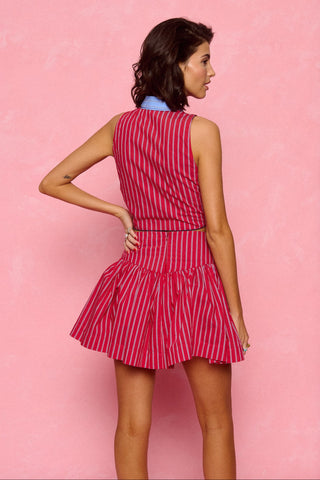 karavan clothing fashion spring summer 26 nai collection nansu mini skirt red stripes