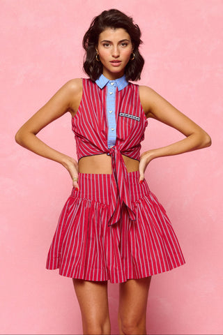 karavan clothing fashion spring summer 26 nai collection valerie cropped shirt red stripes