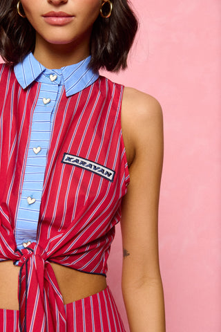 karavan clothing fashion spring summer 26 nai collection valerie cropped shirt red stripes