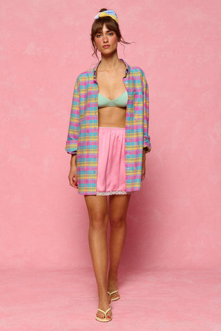 karavan clothing fashion planet homeware spring summer 26 nai collection boyfriend shirt checked pink yellow light blue