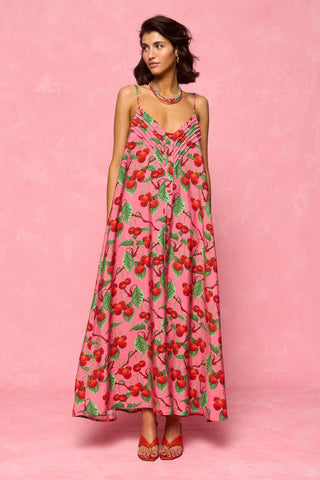 karavan clothing fashion spring summer 26 nai collection priscilla dress cherries pink