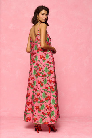 karavan clothing fashion spring summer 26 nai collection priscilla dress cherries pink