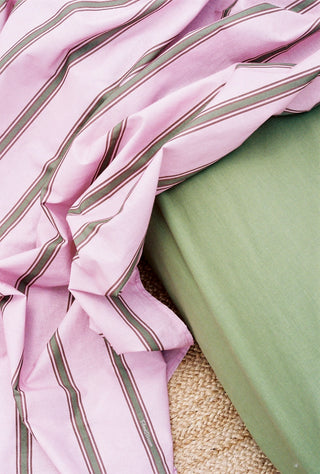 karavan clothing fashion spring summer 24 that moment homeware collection percale fitted sheet olive