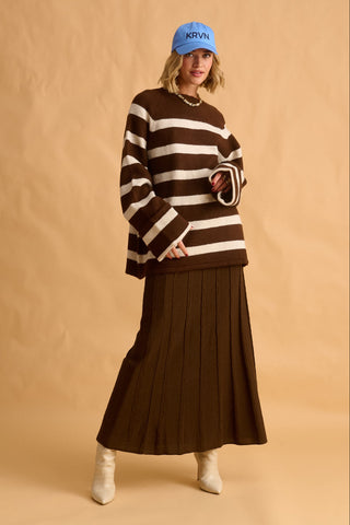 karavan clothing fashion fall winter 25 krvn homecoming collection regina knitted skirt brown