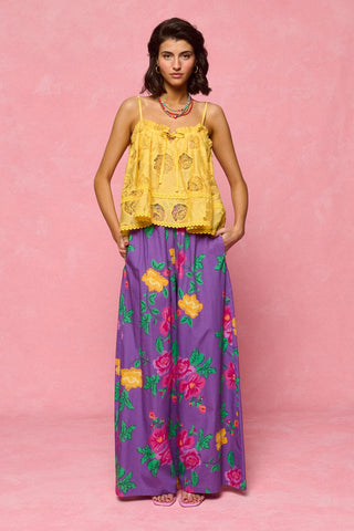 karavan clothing fashion spring summer 26 nai collection romilly trousers floral purple yellow