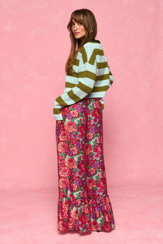 karavan clothing fashion spring summer 26 nai collection salma trousers purple aqua pink floral